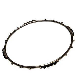 Elegant Beaded Bangle Bracelet Gold Tone Black Beads Minimalist Fashion Jewelry